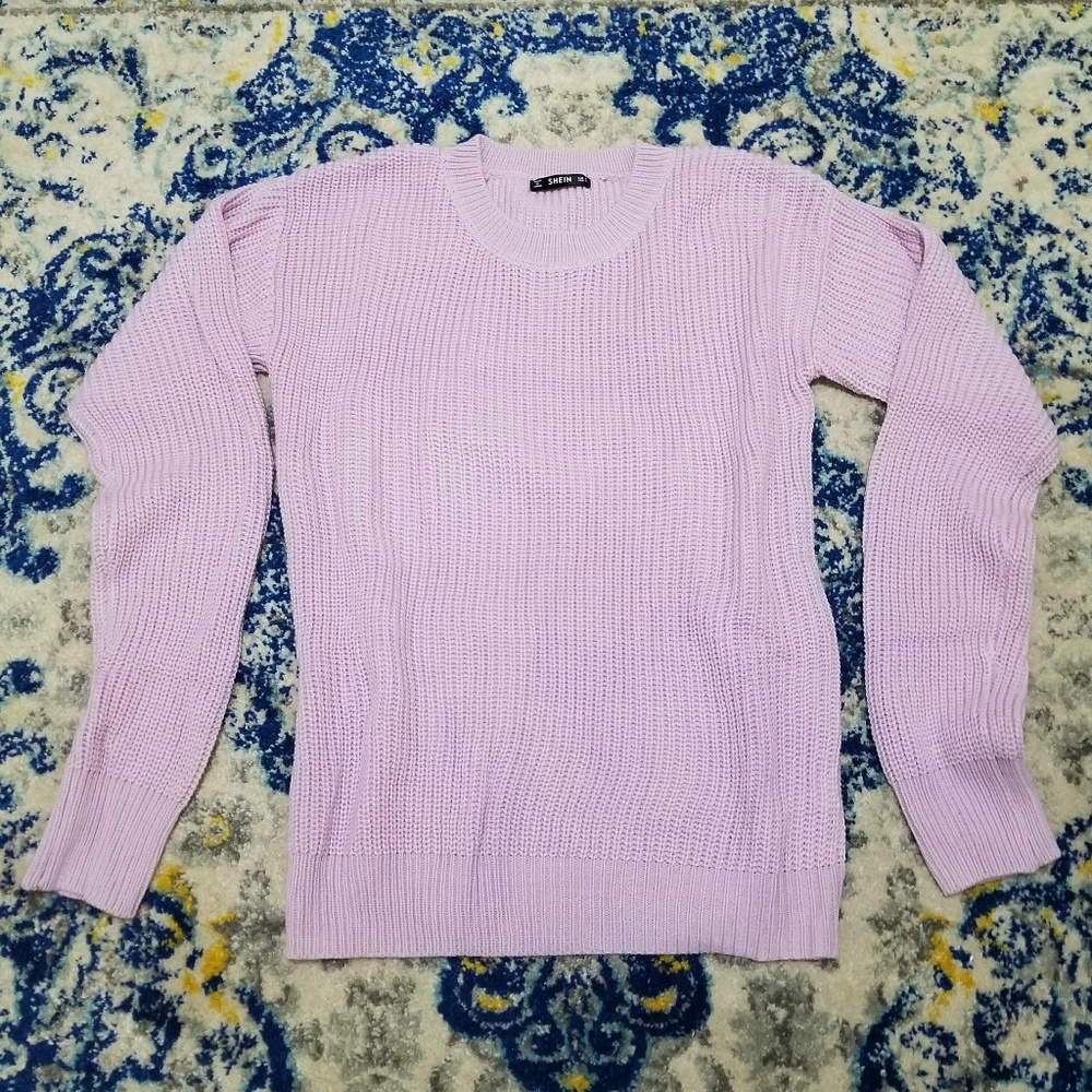 Shein Lilac Tunic Sweater Crew Neck Drop Shoulder - Picture 5 of 5